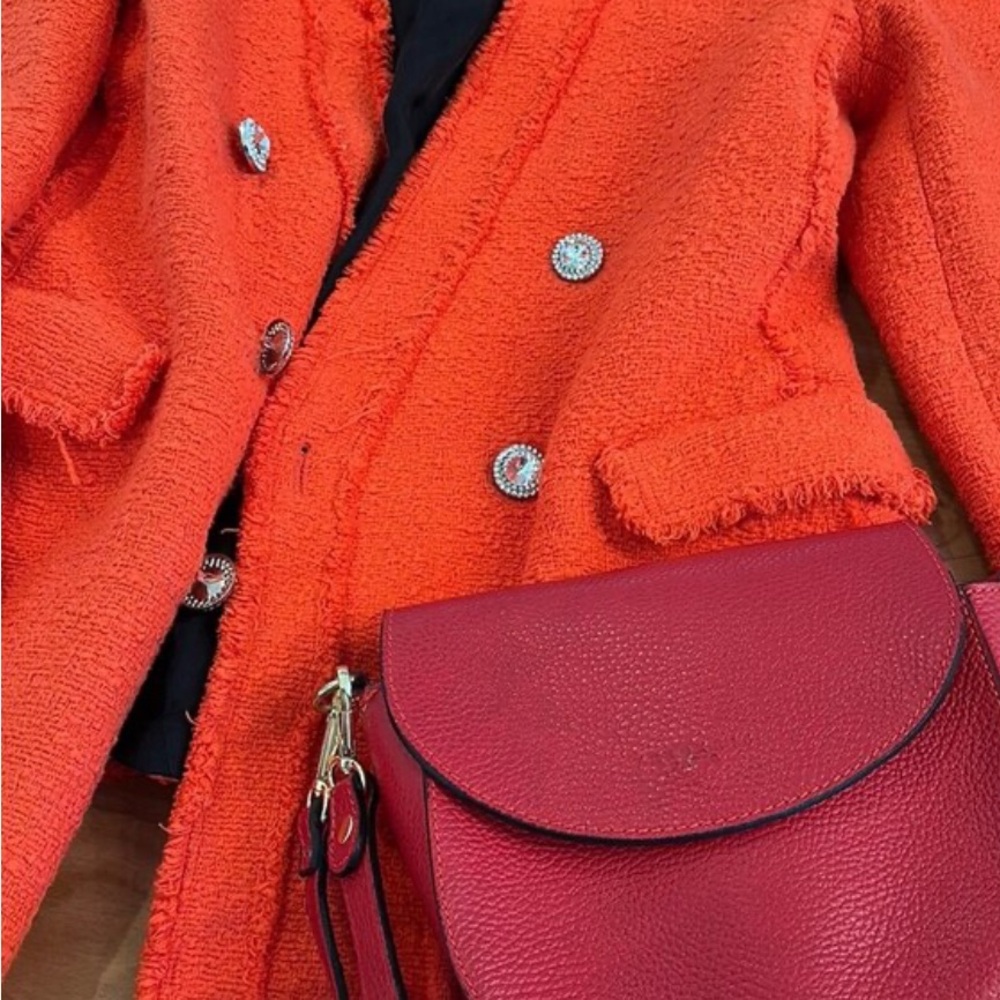 Zara Women's Coral Textured Blazer - Picture 6 of 6